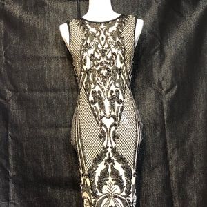 Privy  Bodycon Black illusion Sequin Dress